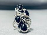 Beautiful Native American Navajo Black Onyx Sterling Silver Ring-Nativo Arts