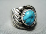 Authentic Vintage Native American Navajo Orville Tsinnie Turquoise Sterling Silver Ring Old-Nativo Arts