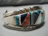 Museum Quality Vintage Native American Navajo Lander Blue Turquoise Sterling Silver Bracelet-Nativo Arts