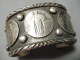 So Heavy Thick Native American Sterling Silver Coin Bracelet Cuff-Nativo Arts