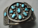 Museum Vintage Native American Navajo Bisbee Turquoise Sterling Silver Bracelet Old-Nativo Arts