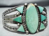 Unique Early Vintage Native American Navajo Cerrillos Turquoise Sterling Silver Bracelet-Nativo Arts