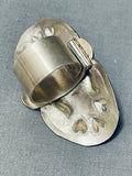 Fabulous Native American Navajo 5 Corals Sterling Silver Immense Ring-Nativo Arts