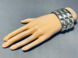 One Of The Most Detailed Vintage Native American Navajo Sterling Silver Repoussed Bracelet-Nativo Arts