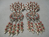 Best Snake Eyes Coral Zuni Native American Sterling Silver Earrings-Nativo Arts