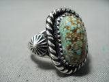 Important Female Artist Vintage Native American Navajo #8 Turquoise Sterling Silver Ring-Nativo Arts