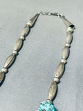 Astounding Vintage Native American Navajo Kingman Turquoise Sterling Silver Necklace-Nativo Arts