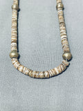 Native American Fabulous Vintage Santo Domingo Brown Shell Heishi Sterling Silver Necklace-Nativo Arts
