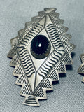 One Of The Most Unique Vintage Native American Navajo Onyx Sterling Silver Earrings-Nativo Arts