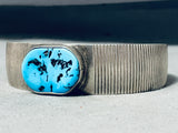 Dynamic Vintage Native American Navajo Sleeping Beauty Turquoise Sterling Silver Bracelet Signed-Nativo Arts