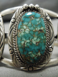 Museum Quality Vintage Native American Navajo Spiderweb Turquoise Sterling Silver Bracelet Old-Nativo Arts