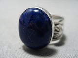 Important Navajo Lapis Sterling Silver Ring Native American-Nativo Arts
