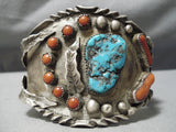 One Of The Best Huge Vintage Native American Navajo Turquoise Sterling Silver Bracelet Old-Nativo Arts