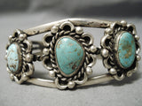Early Vintage Native American Navajo Natural Royston Turquoise Sterling Silver Bracelet Old-Nativo Arts