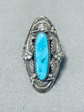 Fascinating Vintage Native American Navajo Kingman Turquoise Sterling Silver Huge Ring-Nativo Arts
