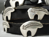 Detailed!! Vintage Native American Navajo Hand Wrought Sterling Silver Bear Concho Belt Old-Nativo Arts