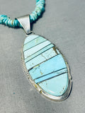 Signed Native American Navajo 8 Turquoise Sterling Silver Necklace-Nativo Arts