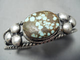 Opulent Vintage Native American Navajo #8 Turquoise Sterling Silver Coiled Bracelet-Nativo Arts