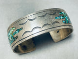 Signed Older Vintage Native American Navajo Turquoise Sterling Silver Bracelet-Nativo Arts