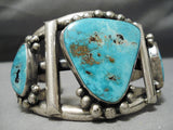Opulent Vintage Native American Navajo Huge Turquoise Sterling Silver Bracelet Old-Nativo Arts