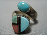 Marvelous Vintage Native American Navajo Wrap Around Sterling Silver Turquoise Ring-Nativo Arts
