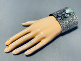 Rare San Felipe Signed Royston Turquoise Sterling Silver Scorpion Huge Cuff-Nativo Arts