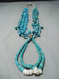 Fascinating Vintage Native American Navajo Kingman Royston Turquoise Shell Jacla Necklace-Nativo Arts