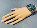One Opf The Best Ever Vintage Native American Navajo Blue Gem Turquoise Sterling Silver Bracelet-Nativo Arts