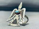 Towering Bird Native American Navajo Turquoise Sterling Silver Ring-Nativo Arts