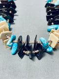 Native American Brilliant Vintage Santo Domingo Turquoise Shell Heishi Sterling Silver Necklace-Nativo Arts