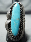 Outstanding Vintage Native American Navajo Blue Gem Turquoise Sterling Silver Ring Old-Nativo Arts