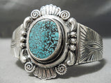 Heavy Thick Detailed Vintage Native American Navajo Spiderweb Turquoise Sterling Silver Bracelet-Nativo Arts