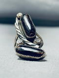 Impressive Vintage Native American Navajo Black Onyx Sterling Silver Ring-Nativo Arts