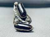 Impressive Vintage Native American Navajo Black Onyx Sterling Silver Ring-Nativo Arts