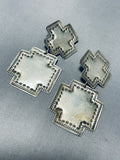 Marvelous Vintage Native American Navajo Sterling Silver Cross Clip Earrings-Nativo Arts