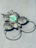 Native American Highly Detailed Vintage Southwestern Gren Turquoise Sterling Silver Pin-Nativo Arts