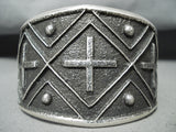 Incredible Native American Navajo Signed Sterling Silver Crosses Bracelet-Nativo Arts