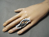 Dramatic Important Vintage Native American Zuni Turquoise Sterling Silver Ring-Nativo Arts