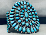 One Of The Best Ever Vintage Native American Navajo Turquoise Cluster Sterling Silver Bracelet-Nativo Arts