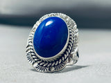 Stunning Native American Navajo Lapis Sterling Silver Ring-Nativo Arts