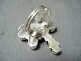 Exceptional Navajo Coral Sterling Silver Dragonfly Ring Native American-Nativo Arts