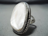 Huge Vintage Navajo Pearl Sterling Silver Native American Ring-Nativo Arts