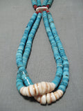 One Of The Longest Vintage Santo Domingo Native American Navajo Turquoise Heishi Necklace-Nativo Arts