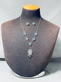 Tree Of Life Vintage Native American Zuni Turquoise Sterling Silver Necklace Earrings Set-Nativo Arts