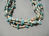Very Unique Two Heishi Dark Light Vintage Native American Navajo Turquoise Necklace- Authentic-Nativo Arts