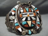 One Of The Best Vintage Native American Navajo Turqyuoise Kachina Sterling Silver Bracelet Old-Nativo Arts