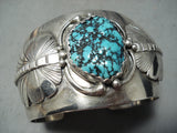 Huge Signed Vintage Native American Navajo Mike Turquoise Sterling Silver Bracelet-Nativo Arts