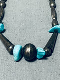Exceptional Vintage Native American Navajo Kingman Turquoise Sterling Silver Necklace-Nativo Arts
