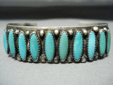 Native American Rare Long Tubule Turquoise Sterling Silver Bracelet-Nativo Arts
