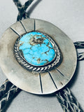 Tremendous Vintage Native American Navajo Spiderweb Turquoise Sterling Silver Bolo-Nativo Arts